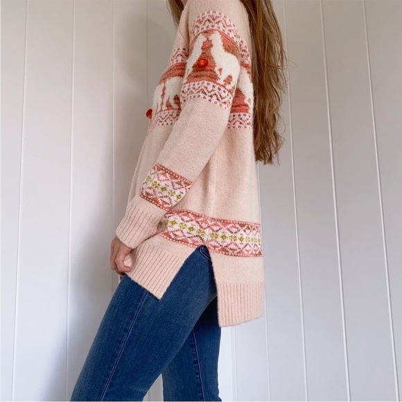 Anthropologie Aimee Alpaca Pompom Blush Pink Peach Mock Neck Sweater Sz XS - Picture 3 of 16